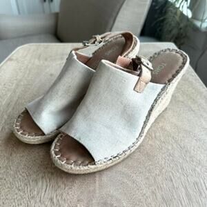 TOMS Monica Wedge Slingback Espadrilles Natural, Size 9.5 - Very Good Condition